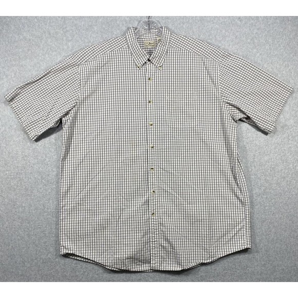 LL Bean Mens XL Tall Shirt Windowpane Plaid Button Down Short Sleeve Extra Large - Picture 1 of 9